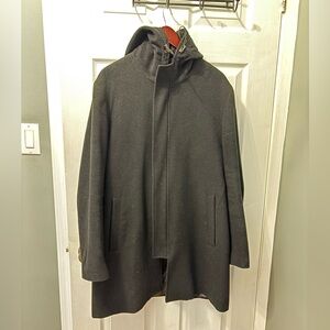 Men's Black Hooded Dress Coat